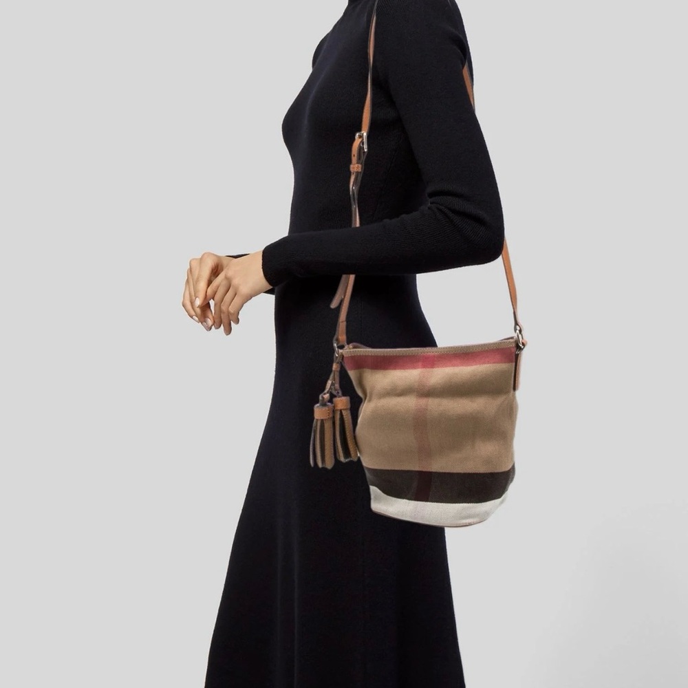Burberry Ashby Medium Tan and Brown Bucket Bag - Picture 3 of 9
